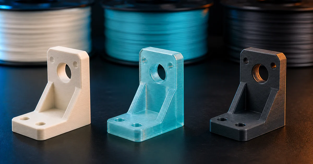 Обложка статьи «PLA vs PETG vs ABS в 2026 году: какой пластик выбрать для своей задачи»