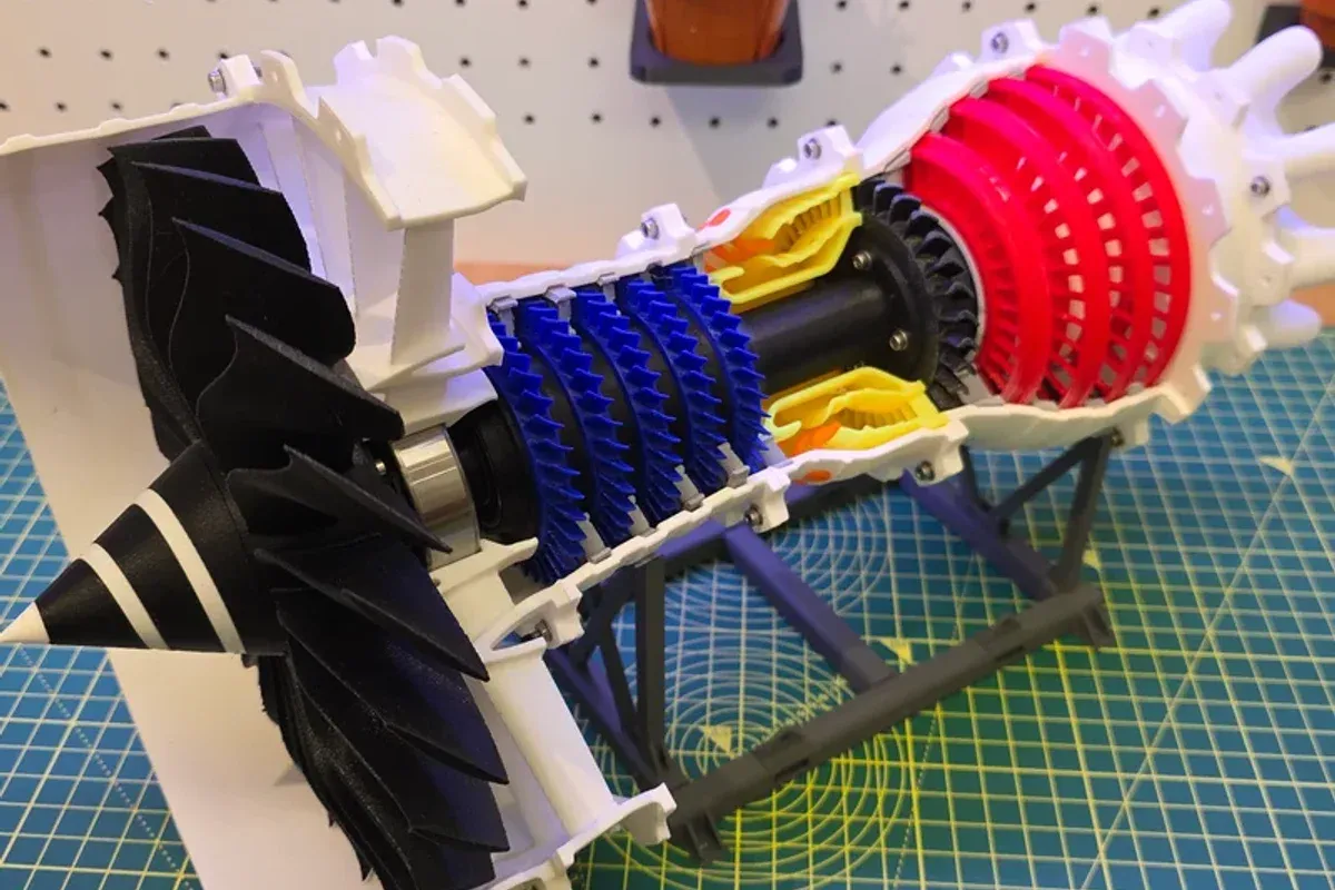 Модель реактивного двигателя — 3D-печать PLA · мультицвет AMS, Toy3D.by Минск